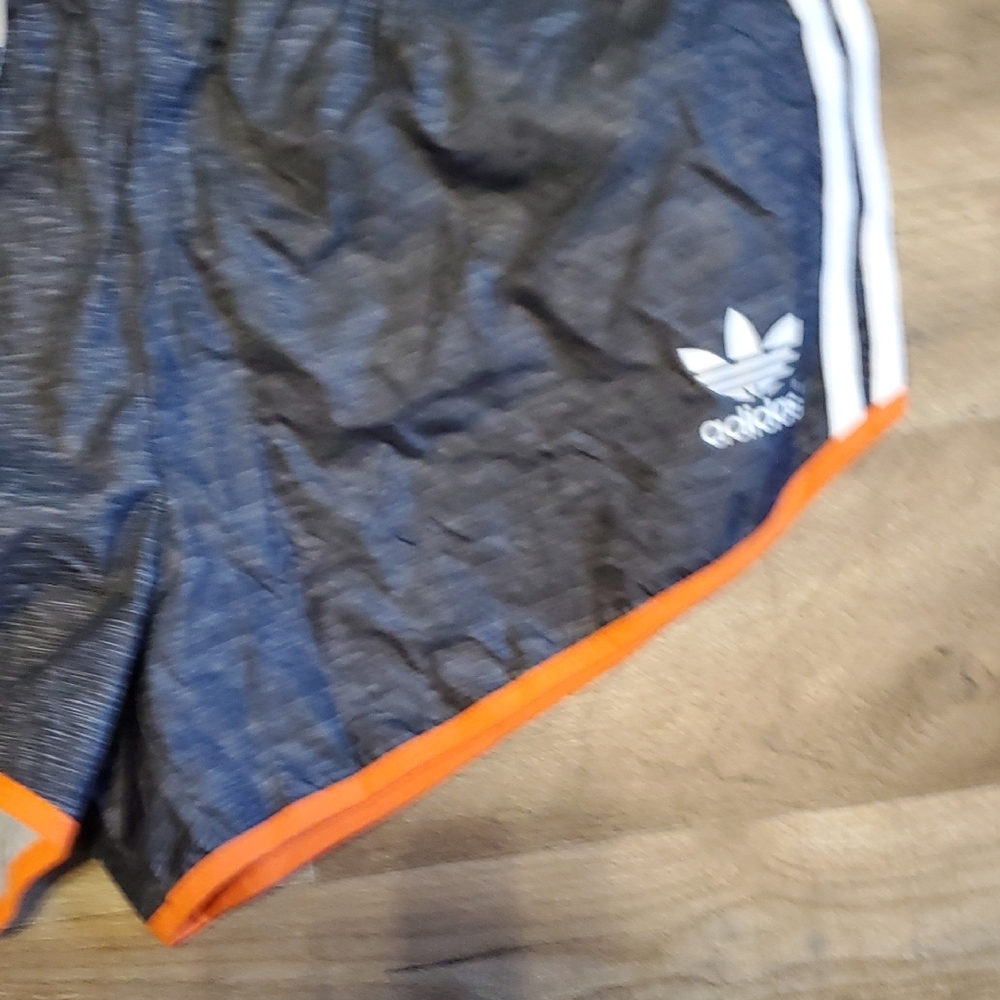 Adidas Women's Black Shorts with Orange Trim - Picture 4 of 7